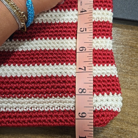 The SAK-Red/White/Blue Flag Crochet Knit Patriotic Shoulder Bag Satchel - Picture 14 of 16